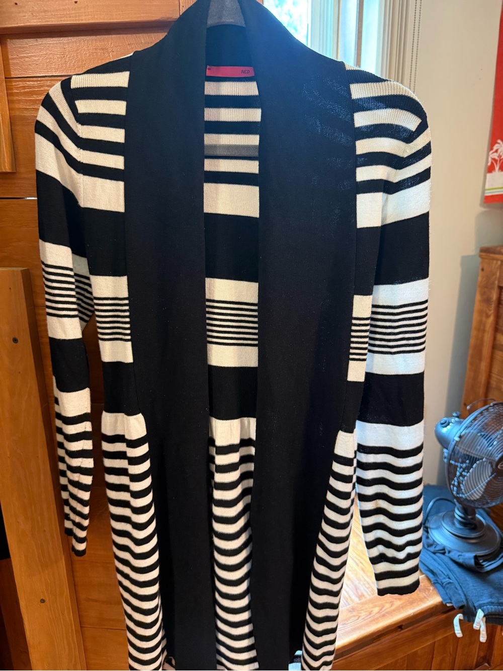 Women’s Black and White Striped Sweater Cardigan